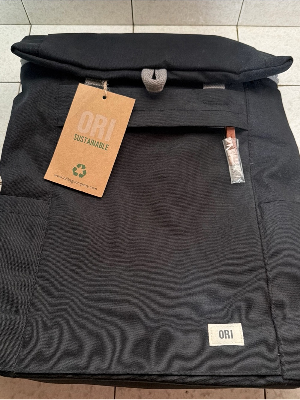 NWT Ori London Finchley A large Backpack rolltop laptop bag ECO BLACK GRAY